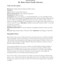 A Guide to the Dr. Walter Claytor Family Collection